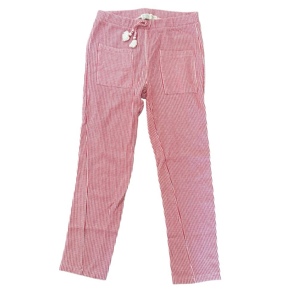 Zara Soft Collection Girls Red White Striped Pants Size 11/12